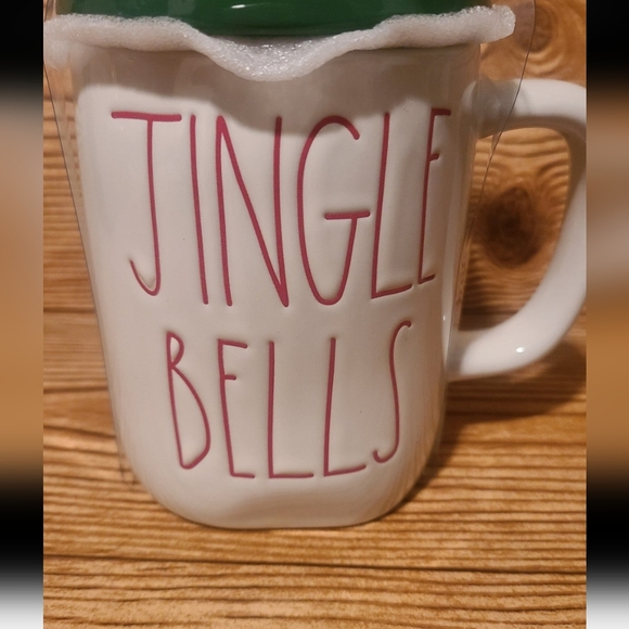 RAE DUNN JINGLE BELLS Holiday Mug and topper - Picture 3 of 4